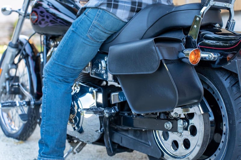 Dowco Willie & Max Raptor Series Synthetic Leather Compact Slant Motorcycle Saddlebag Set - Black, 20 Liter Capacity - Image 2