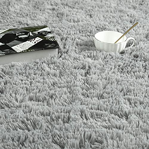 ISEAU Fluffy Runner Rug for Dorm, College, Apartment, Bedroom Plush Area Rugs, Shag Carpet with Rubber Backing Non Slip, Comfy Nursery Mat Bedside Rug for Kids Boys Room Home Decor, 2ft x 6ft, Grey - Image 4