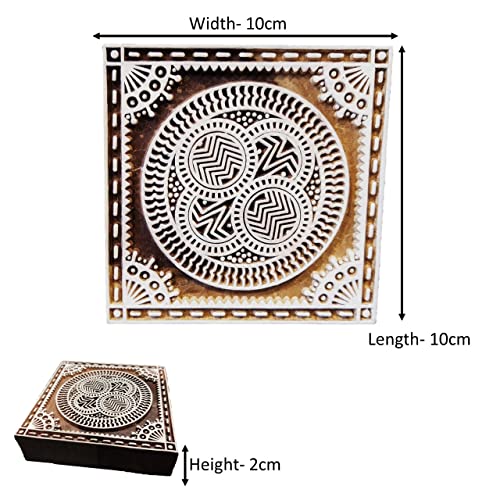 ecofynd Square Wood Block Stamps (Pack of 1), Wooden Blocks for Block Printing Stamp Set, Artistic Shapes Craft Kids Saree Border DIY Henna Fabric Textile Paper Clay Pottery Hand-Carved (BLOCK003) - Image 3