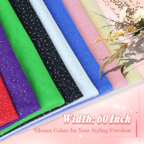 Entisn Glitter Tulle Fabric, 3 Yards x 60 Inch Wide Tulle Bolt Pink Tulle Netting with Iridescent Sequin, Soft Sparkly Tulle Fabric Bulk for Bridal Veil Wedding Decoration Tutu Skirt Gift Wrap - Image 3