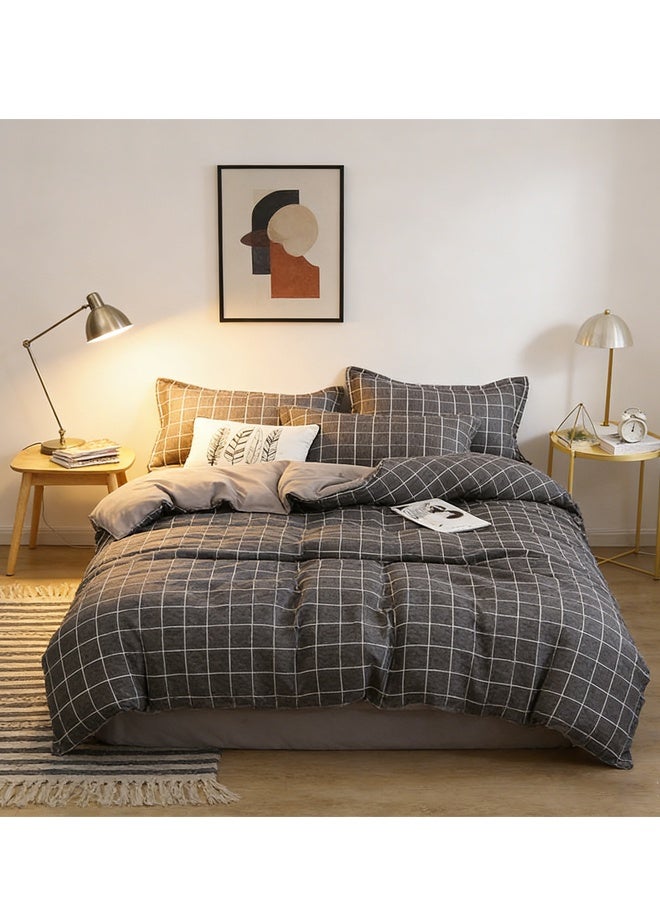 4-Piece Geometric Design Bedding Set - Bedding Cover, Flat Sheet & 2 Pillowcases, Twin/Full/Queen/King Size, Fade-Resistant Wrinkle-Free Modern Geometric Pattern Bedding for Bedroom, Dorm & Guest Room, Decorative Bed Set for Home ﻿ - Image 1