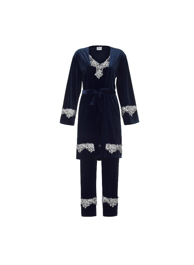 Bestselling Velvet Lingerie Sleepwear Set for Women - 4 Pieces - Image 3