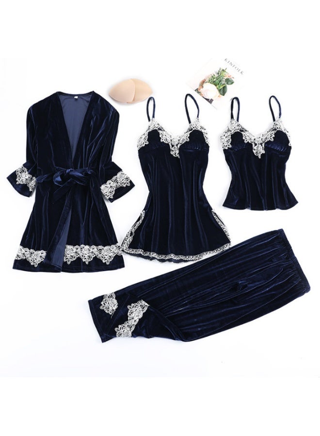 Bestselling Velvet Lingerie Sleepwear Set for Women - 4 Pieces - Image 1