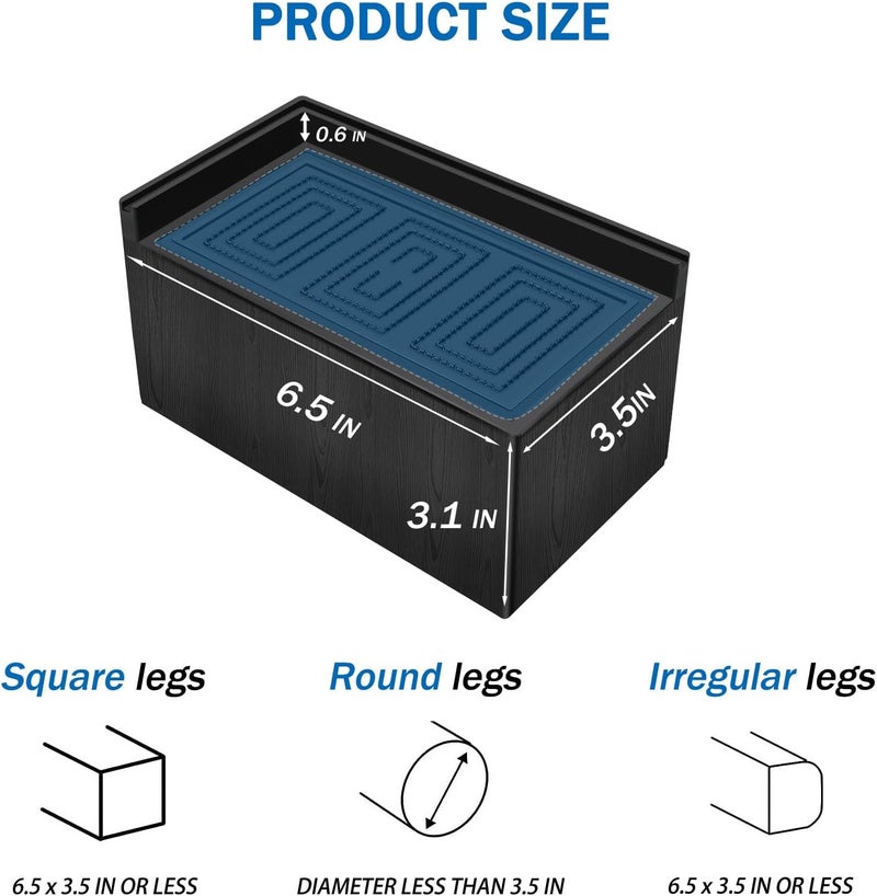 ANNKUT Bed Risers 3 inch,Furniture Risers for Bed Desk Table Sofa Couch,Oversized Rectangle Bed Lfits Risers,Extra Large Supports up to 11000 lbs (8 Pack Black) - Image 2