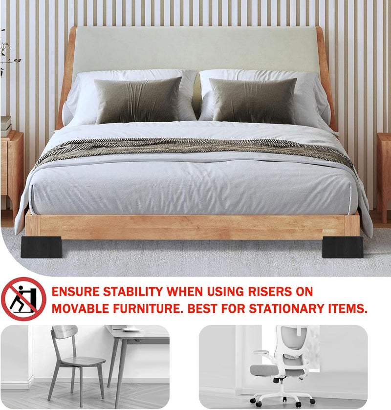 ANNKUT Bed Risers 3 inch,Furniture Risers for Bed Desk Table Sofa Couch,Oversized Rectangle Bed Lfits Risers,Extra Large Supports up to 11000 lbs (8 Pack Black) - Image 4