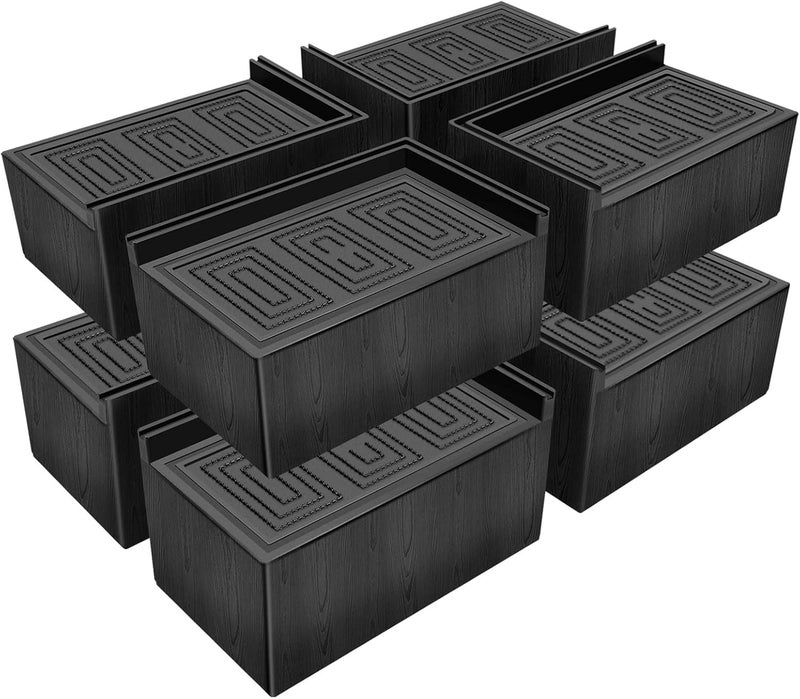 ANNKUT Bed Risers 3 inch,Furniture Risers for Bed Desk Table Sofa Couch,Oversized Rectangle Bed Lfits Risers,Extra Large Supports up to 11000 lbs (8 Pack Black) - Image 1