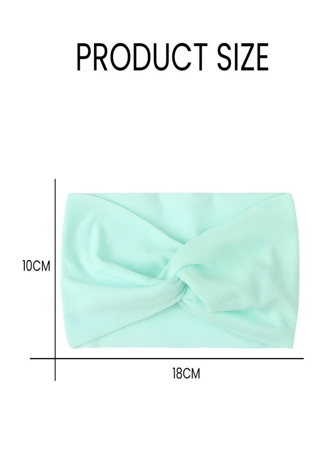 SYGA Pack Of 3 Baby Headbands Soft Nylon Cross Strechable Hairbands For Newborn Infant Toddlers Kids 0-3 Year (MintGreen-Yellow-NavyBlue) - Image 3