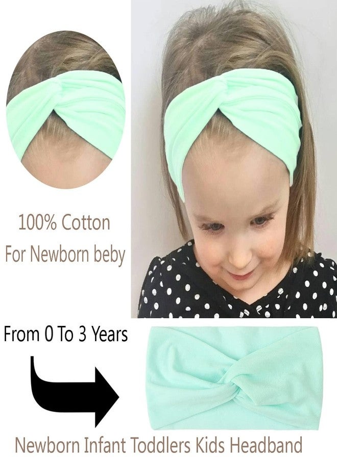 SYGA Pack Of 3 Baby Headbands Soft Nylon Cross Strechable Hairbands For Newborn Infant Toddlers Kids 0-3 Year (MintGreen-Yellow-NavyBlue) - Image 4