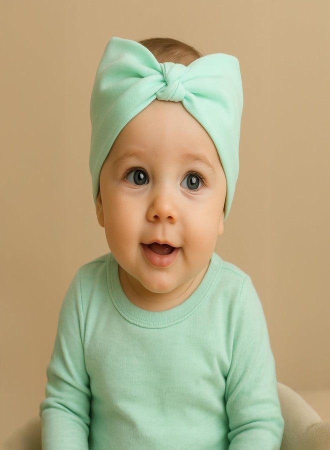 SYGA Pack Of 3 Baby Headbands Soft Nylon Cross Strechable Hairbands For Newborn Infant Toddlers Kids 0-3 Year (MintGreen-Yellow-NavyBlue) - Image 5