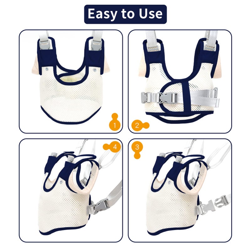 Ocanoiy Baby Walker Breathable Baby Walking Harness Handheld Kids Walker Helper Toddler Infant Walker Harness Assistant Belt Pulling and Lifting Dual Use Walking Assistant Strap (DarkBlue 1) - Image 2