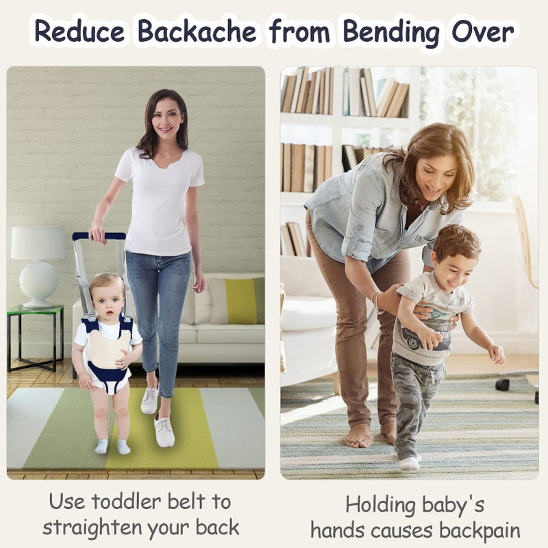 Ocanoiy Baby Walker Breathable Baby Walking Harness Handheld Kids Walker Helper Toddler Infant Walker Harness Assistant Belt Pulling and Lifting Dual Use Walking Assistant Strap (DarkBlue 1) - Image 5