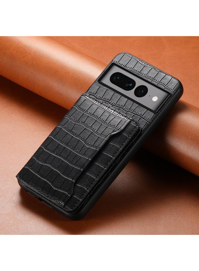 Zaboon Case For Google Pixel 7 Pro 5G Crocodile Texture Card Bag Design Full Coverage Phone Case - Image 2