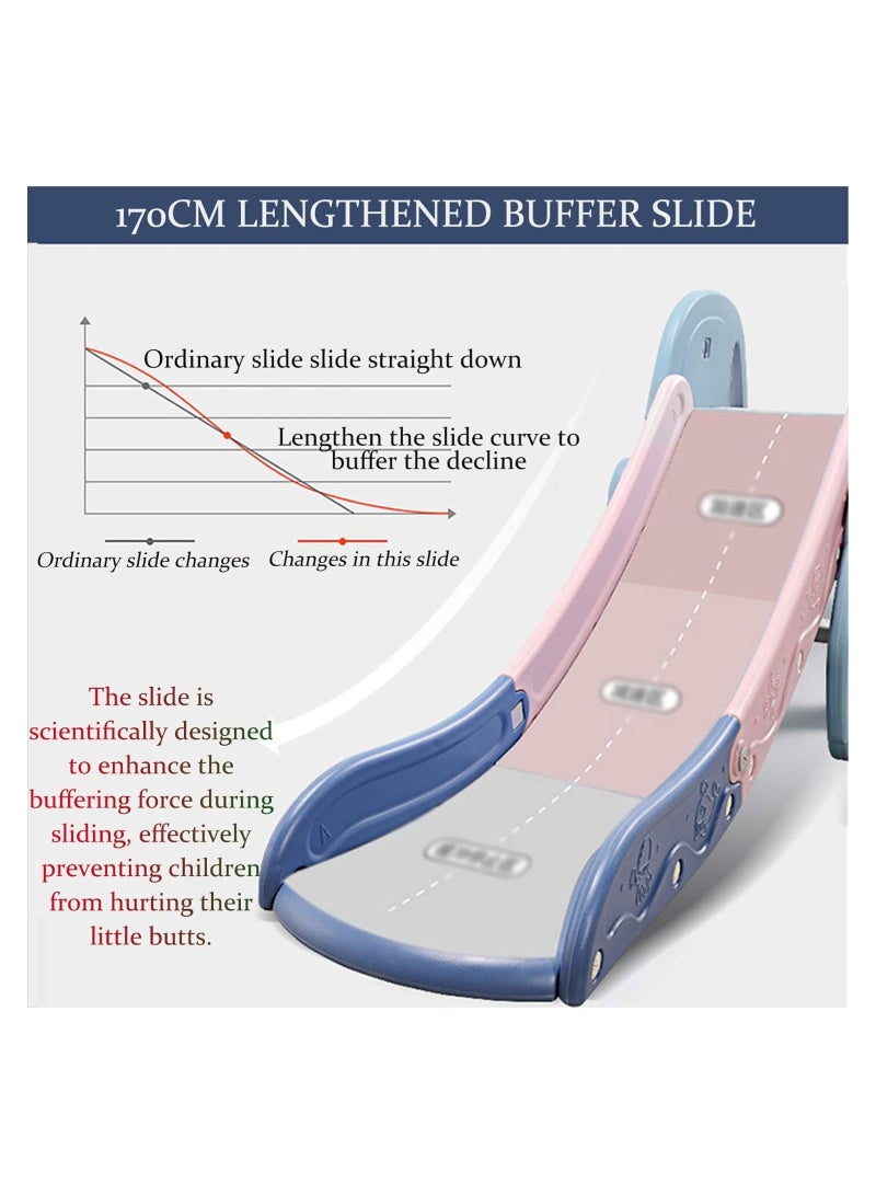 فول جوي زحليقه اطفال 2 في 1 شريحة مع حلقة كرة السلة، زحليقه قابلة للطي للأطفال الصغار الأولاد والبنات المتسلقين، ألعاب داخلية وخارجية - Image 2