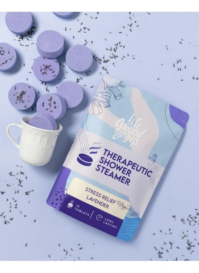 LifeAround2Angels Therapeutic Shower Steamer 12 Pack Made In Usa Stress Relief Lavender Shower Vapor Shower Bomb Tablets Self Care Relaxation Gifts For Women Spa Christmas Gifts Stocking Stuffer  - Image 4