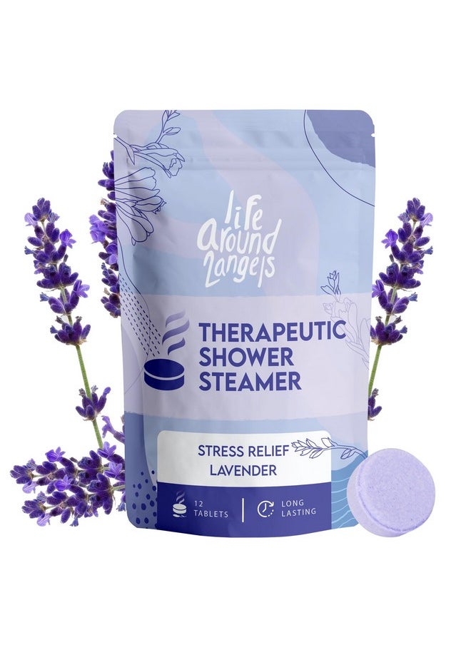 LifeAround2Angels Therapeutic Shower Steamer 12 Pack Made In Usa Stress Relief Lavender Shower Vapor Shower Bomb Tablets Self Care Relaxation Gifts For Women Spa Christmas Gifts Stocking Stuffer  - Image 1