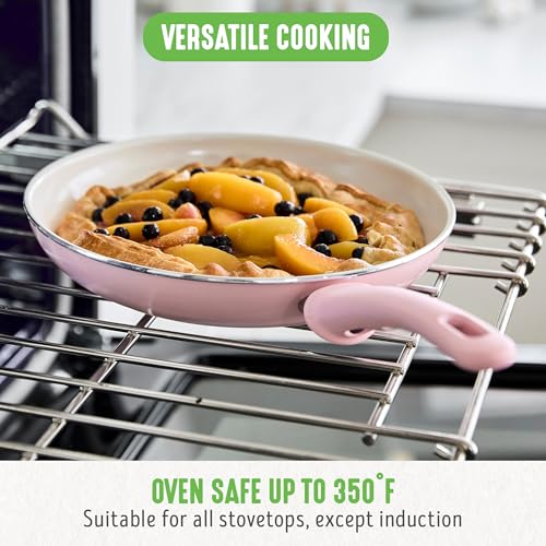 GreenLife Non Stick Fry Pan Set (7" & 10"), Non-Toxic PFAS-Free Ceramic Skillets, Dishwasher & Oven Safe, Egg Omelet Frying Pans, Stay- Cool Handles, Kitchen Home Cooking Essentials, Pink - Image 2