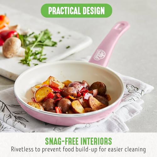 GreenLife Non Stick Fry Pan Set (7" & 10"), Non-Toxic PFAS-Free Ceramic Skillets, Dishwasher & Oven Safe, Egg Omelet Frying Pans, Stay- Cool Handles, Kitchen Home Cooking Essentials, Pink - Image 5