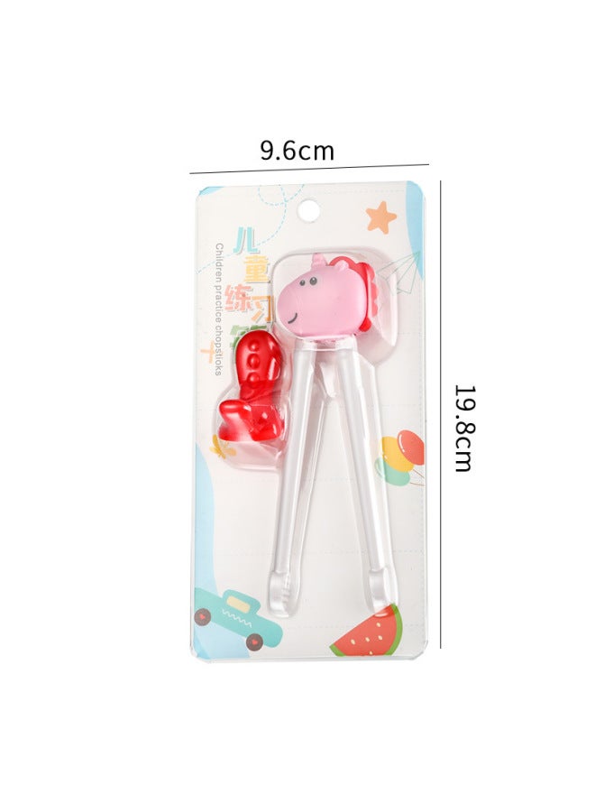 Creative Cartoon Children's Practice Chopsticks Portable Baby Feeding Training Chopsticks Meal Study-Color:Insert Card With Tiger Mouth Chopsticks-pink Unicorn  - Image 1