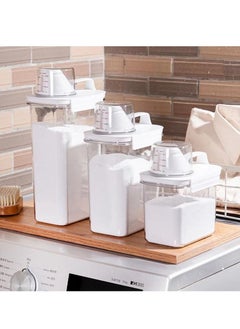 Airtight Laundry Detergent Washing Powder Dispenser with Measuring Cup Storage Tank Storage Box Empty Bucket Laundry Soap Powder  Food Container Multi-Use Laundry Powder Detergent Box -3pcs container