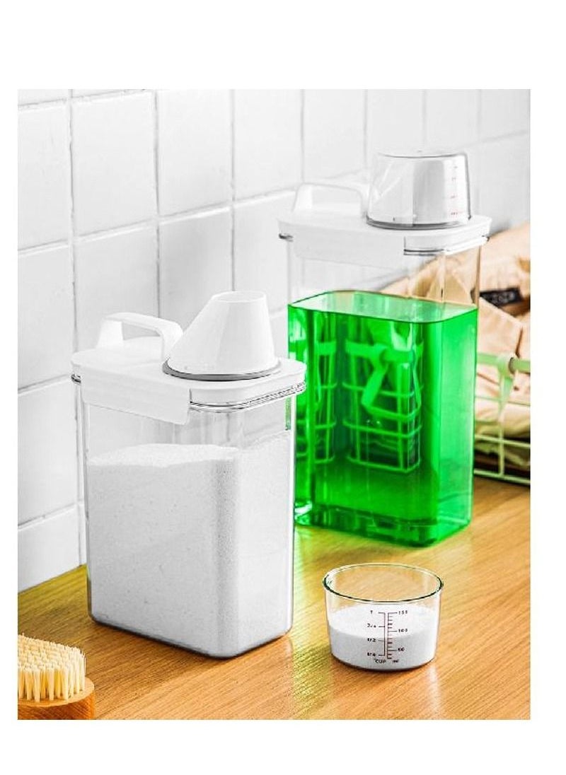 Generic - Airtight Laundry Detergent Washing Powder Dispenser with Measuring Cup Storage Tank Storage Box Empty Bucket Laundry Soap Powder  Food Container Multi-Use Laundry Powder Detergent Box -3pcs container - Image 1