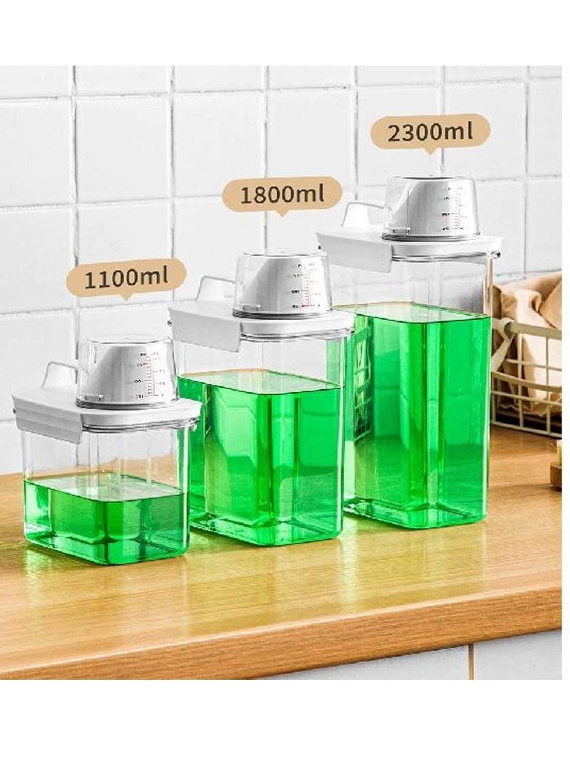 Generic - Airtight Laundry Detergent Washing Powder Dispenser with Measuring Cup Storage Tank Storage Box Empty Bucket Laundry Soap Powder  Food Container Multi-Use Laundry Powder Detergent Box -3pcs container - Image 1
