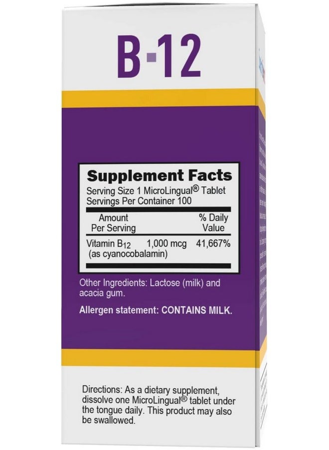 Superior Source Superior Source No Shot Vitamin B-12 Cyanocobalamin 1000 mcg - Vitamin B-12 to Support Energy Production, Brain Health & Overall Wellness - Sublingual Tablets - 100 Dissolvable Tablets  - Image 4