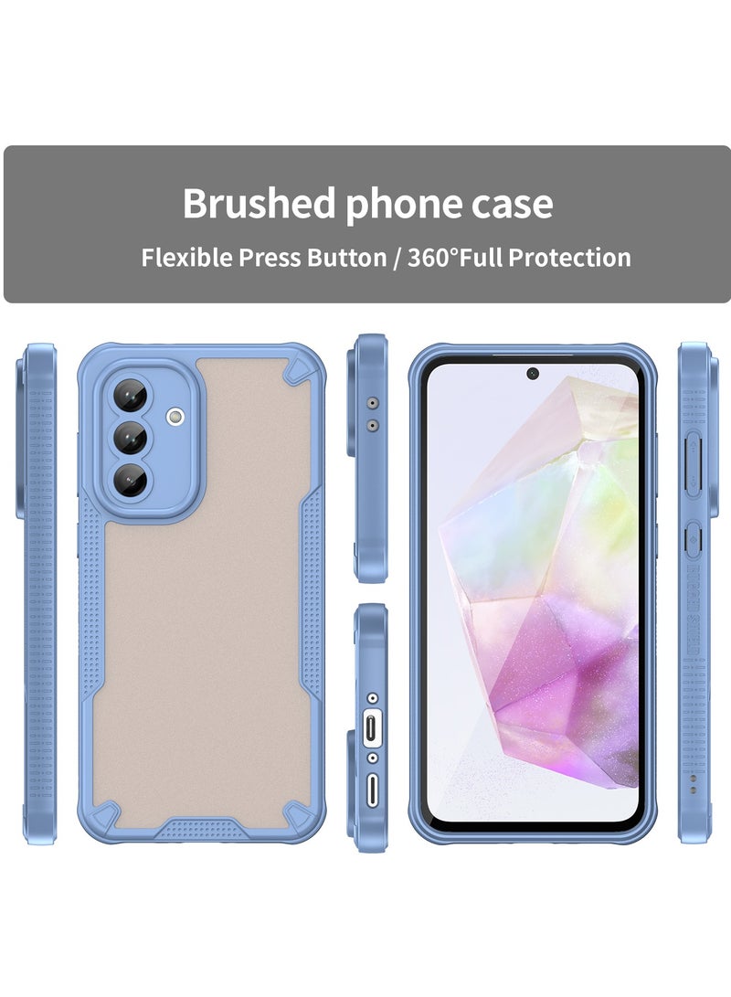 for Motorola G75 5G Case Cover, Armor of Brushed Comfortable Oil Waterproof TPU+PC Soft Semi-translucentmatte Feel Cell Phone Protective Case for Motorola G75 5G, Blue - Image 2