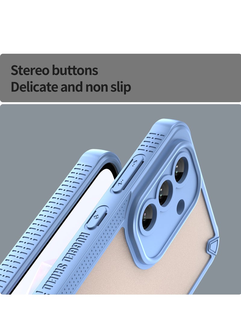 for Motorola G75 5G Case Cover, Armor of Brushed Comfortable Oil Waterproof TPU+PC Soft Semi-translucentmatte Feel Cell Phone Protective Case for Motorola G75 5G, Blue - Image 4