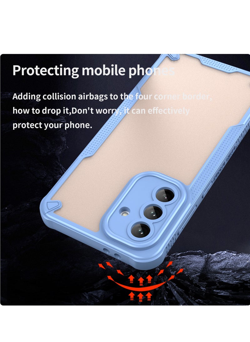 for Motorola G75 5G Case Cover, Armor of Brushed Comfortable Oil Waterproof TPU+PC Soft Semi-translucentmatte Feel Cell Phone Protective Case for Motorola G75 5G, Blue - Image 3