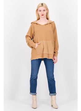 Aerie Women Washed Long Sleeve Hoodie, Tan  - Image 3