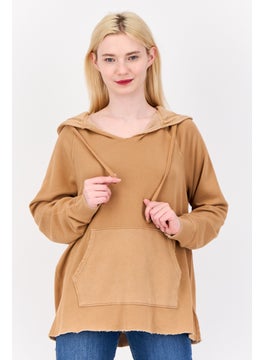 Aerie Women Washed Long Sleeve Hoodie, Tan  - Image 1