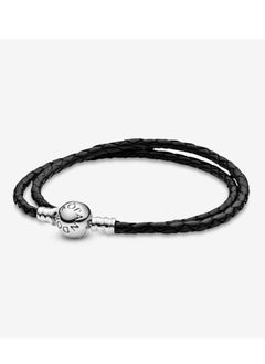 Pandora Violet Pandora Moments Double Black Leather Bracelet  - Image 1