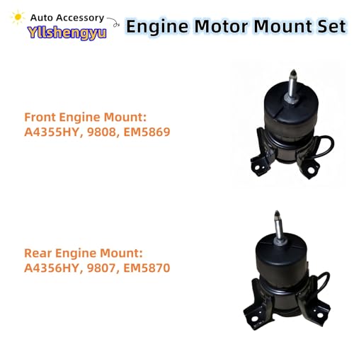 Yllshengyu 3Pcs Engine Motor & Transmission Mount Kit - Compatible with Nissan Altima 2007-2012 & Maxima 2009-2014 V6 3.5L, Replaces 9808 EM5867 9807 9545 9460 A4355HY A4365HY A4356HY A7363 A7361 - Image 5