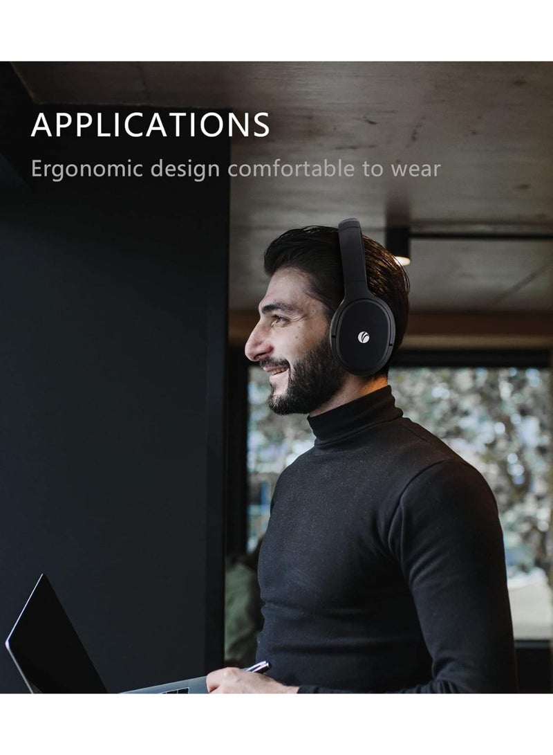 VCOM Over Ear Headphones, Foldable Music Headset with Microphone, Micro SD/TF Port, HiFi Stereo Sound, Volume Control, Hands-Free Calls for Smartphone Tablets TV Laptop (White) - Image 3