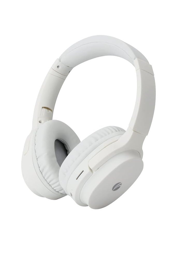 VCOM Over Ear Headphones, Foldable Music Headset with Microphone, Micro SD/TF Port, HiFi Stereo Sound, Volume Control, Hands-Free Calls for Smartphone Tablets TV Laptop (White) - Image 1