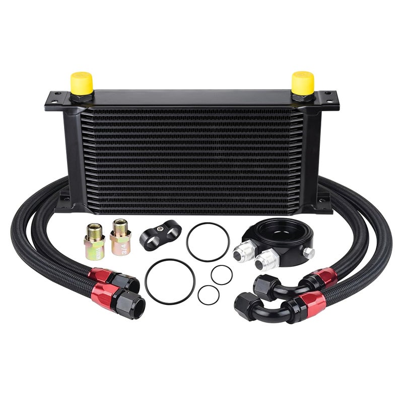 EVIL ENERGY 19 Row Oil Cooler Kit 10AN Transmission Engine Cooler British Radiator Universal Aluminium Black