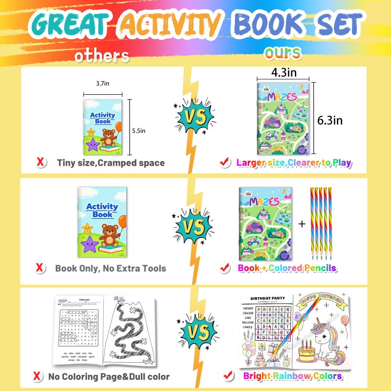 ZMLM Activity Books Party Favors for Kids: 24 Pack Activity Books for Kids Ages 4-8 8-12 with Colored Pencils,mini Puzzles Books,used for Classroom Prizes,Easter Basket Stuffers,Birthday Gifts. - Image 5