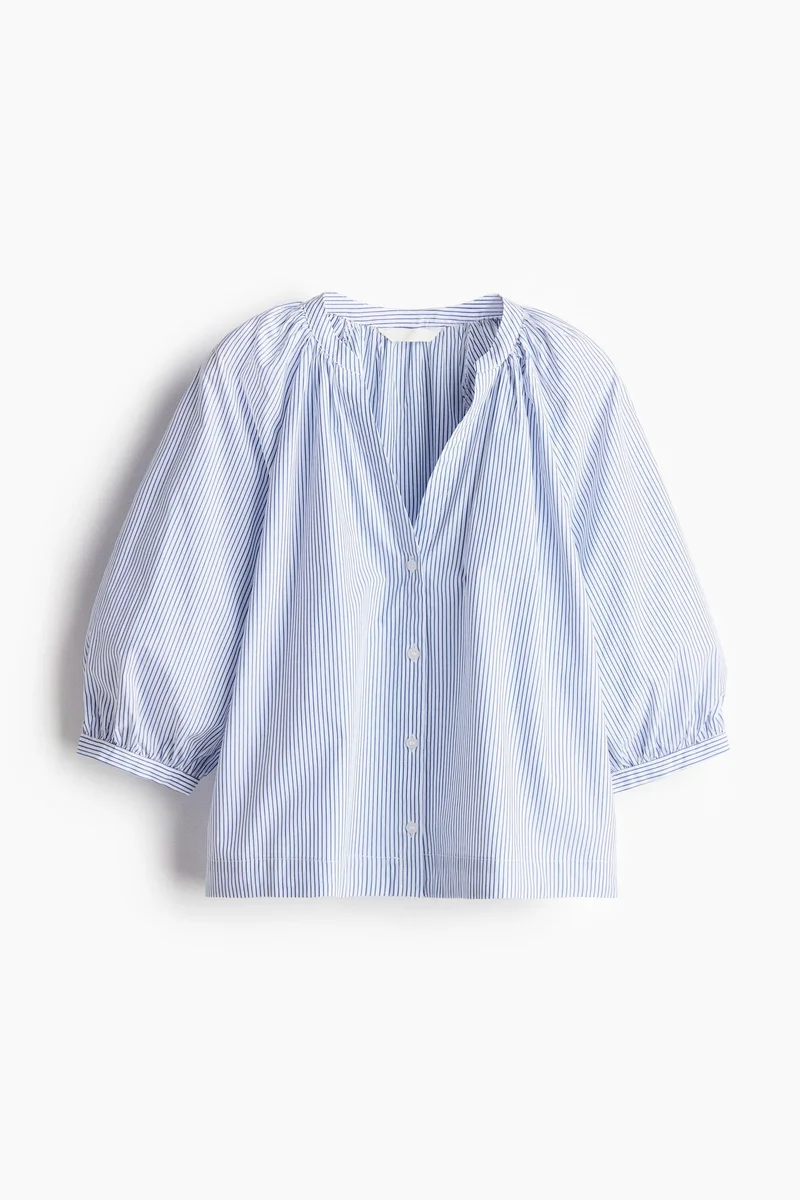 اتش اند ام Balloon-sleeved poplin blouse