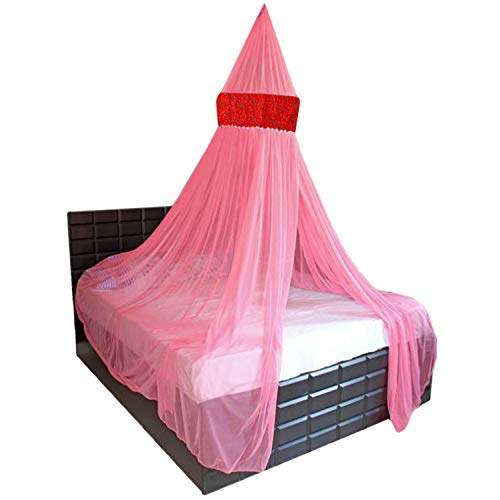 Creative Textiles Ceiling Hanging Mosquito Net I Machardani for Double Bed King Size I Polyster Canopy Circular Curtain for Bedroom I Keeps Away Insects and Flies - Pink - Image 3