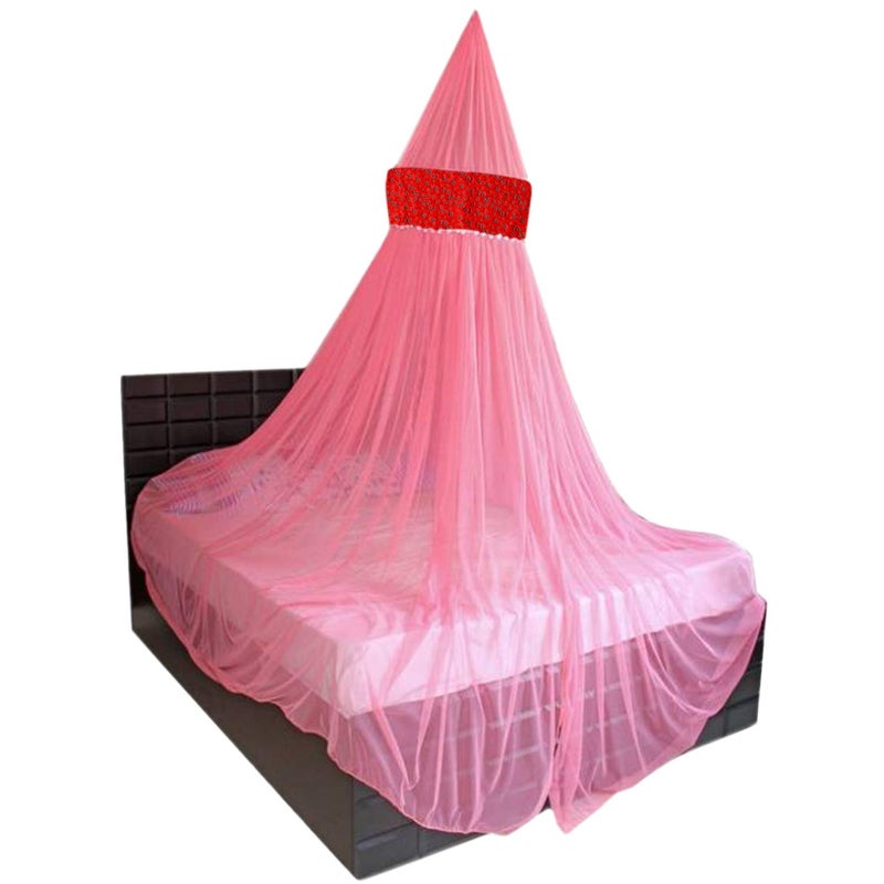 Creative Textiles Ceiling Hanging Mosquito Net I Machardani for Double Bed King Size I Polyster Canopy Circular Curtain for Bedroom I Keeps Away Insects and Flies - Pink - Image 5
