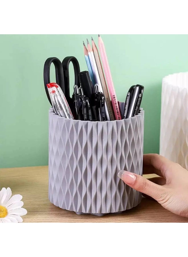 Makeup Brush and Pen Organizer Box – Multi-Compartment Cosmetic and Desk Storage Holder – Grey - Image 1