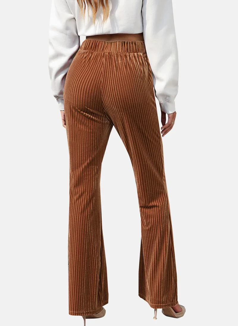 YUNIQEE Brown  Striped Casual Trousers