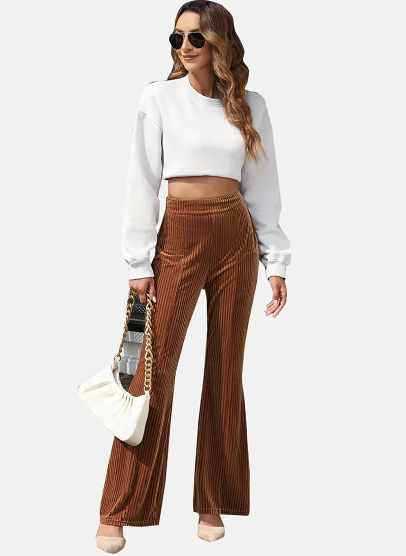 YUNIQEE Brown  Striped Casual Trousers