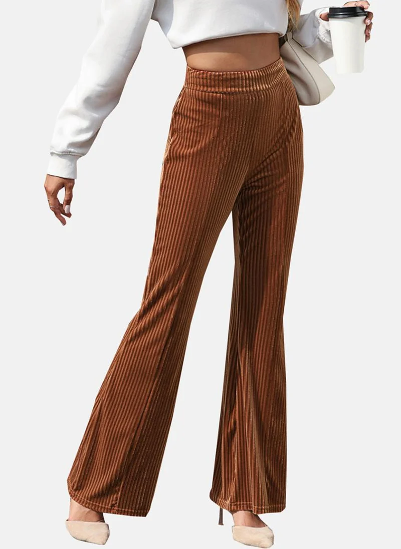 يونيكي Brown  Striped Casual Trousers