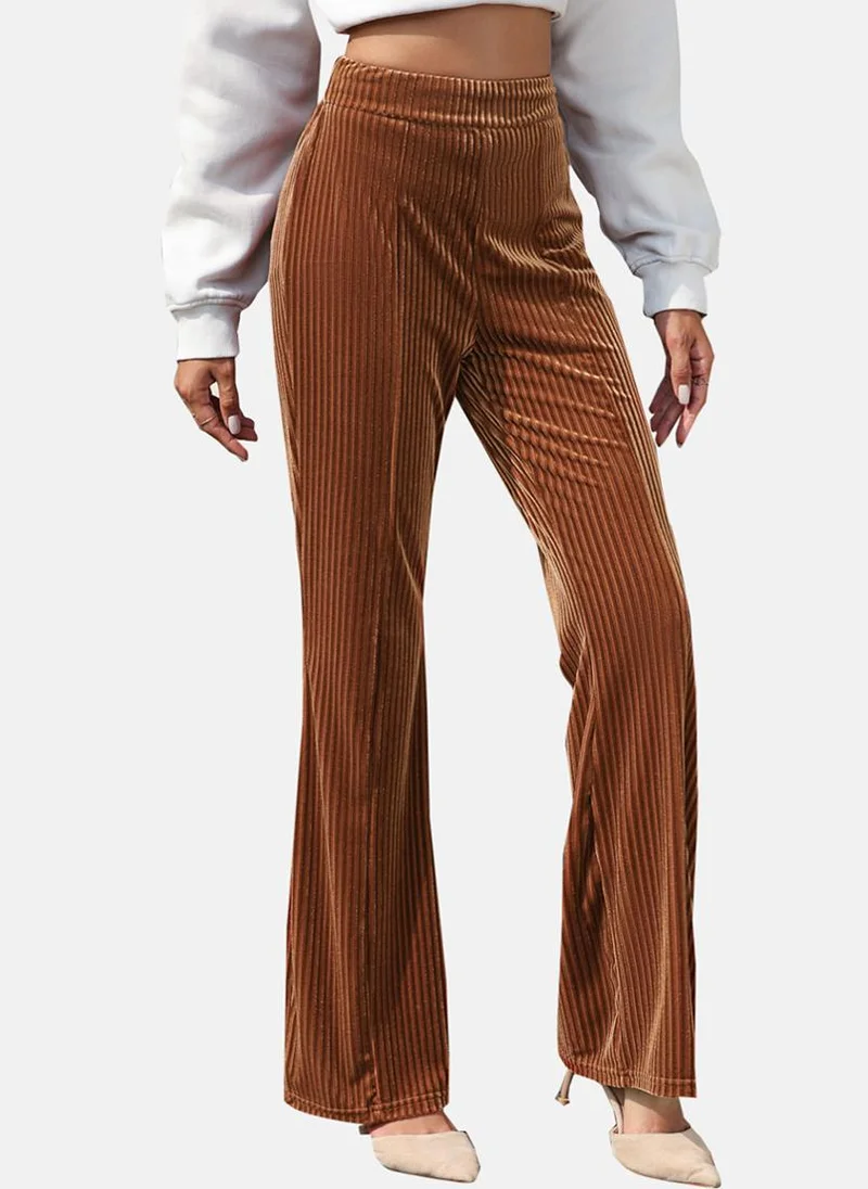 YUNIQEE Brown  Striped Casual Trousers