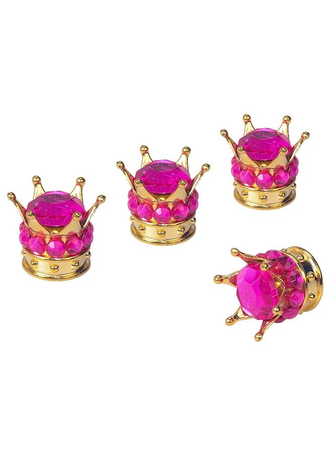 NIBEMINENT 4-Piece Gold Crown Diamond Tyre Valve Caps  - Image 1