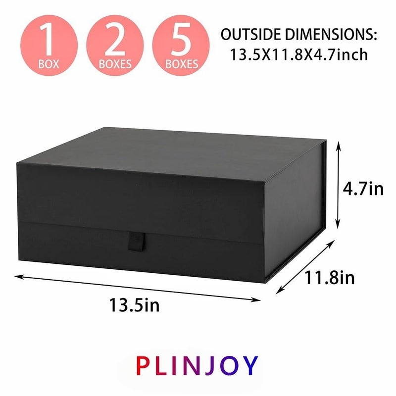 PLINJOY Black Gift Box Large 13.5x11.8x4.7 Inches, Black Gift Boxes for Presents with Magnetic Closure Lid, Luxury Gift Box Rectangle Collapsible Boxes for Gift Packaging - Image 4