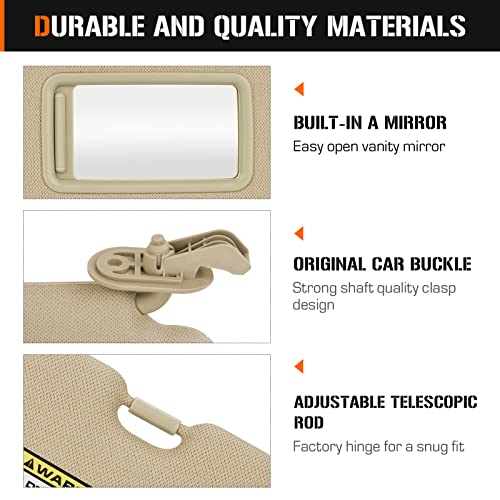 AEagle Sun Visor for 2011-2015 Hyundai Elantra (NOT fit GT Model), Left Driver Side Beige Sunvisor Replacement 852103X000TX - Image 3