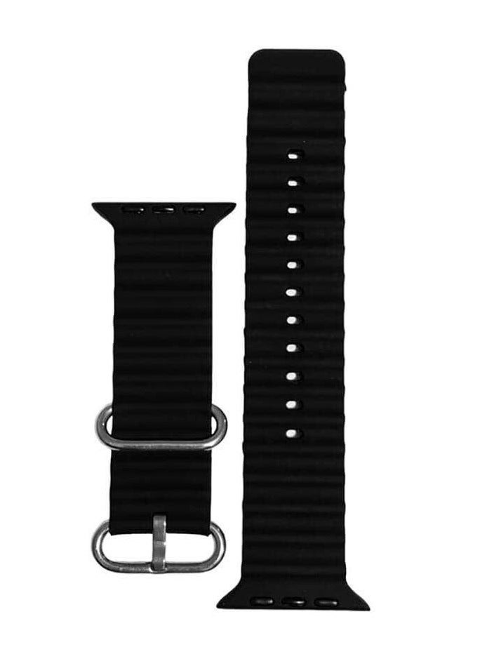 حزام سيليكون أسود للساعة الذكية 42/44/45/49 مم - Image 1