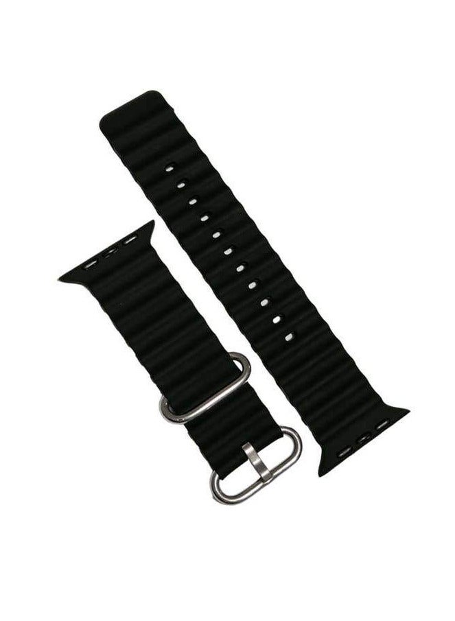 حزام سيليكون أسود للساعة الذكية 42/44/45/49 مم - Image 3